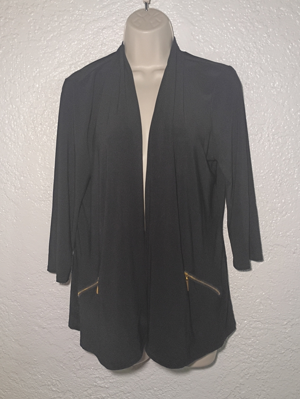 Carol Rose Black Open Front Sweater